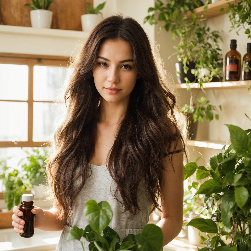 woman hold supplements for her hair