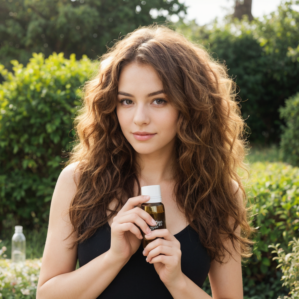 woman hold supplements for her hair